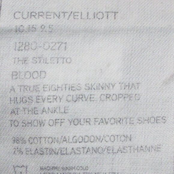 CURRENT/ELLIOT Jeans, 26, Stiletto/Ankle, Leopard, Blood/Red, Low Rise - Picture 12 of 13